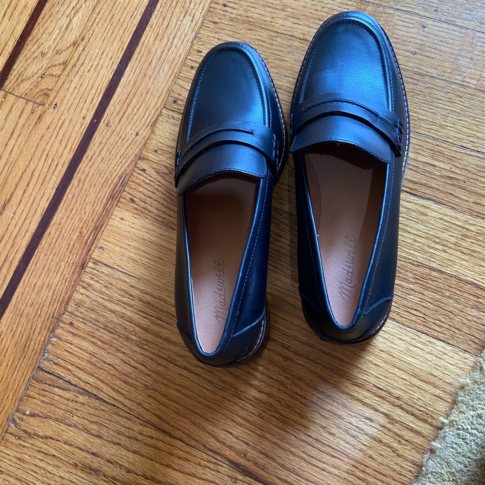 Madewell Lug Sole Black Leather Loafers